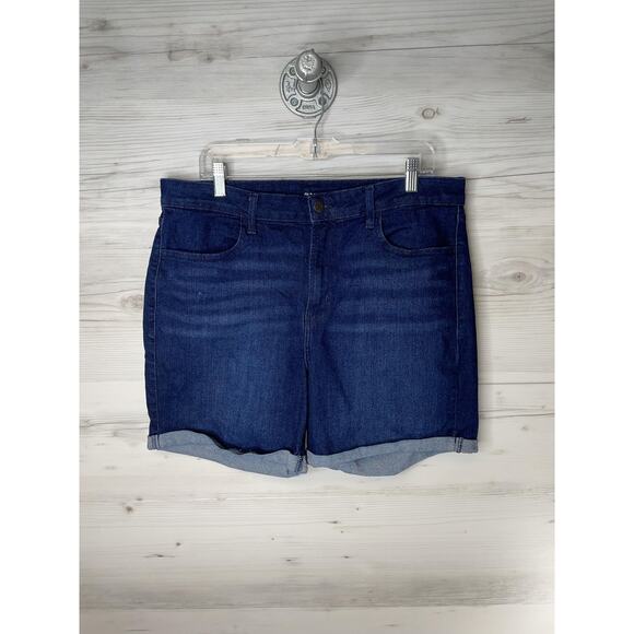 Old Navy Shorts Womens 14 Dark Blue Denim High-Rise Wow Cuffed Roll Hem Stretch - Picture 1 of 11